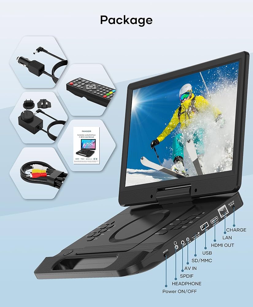 Amazon.com: FANGOR 13.3 Inch Portable Bluray DVD Player with